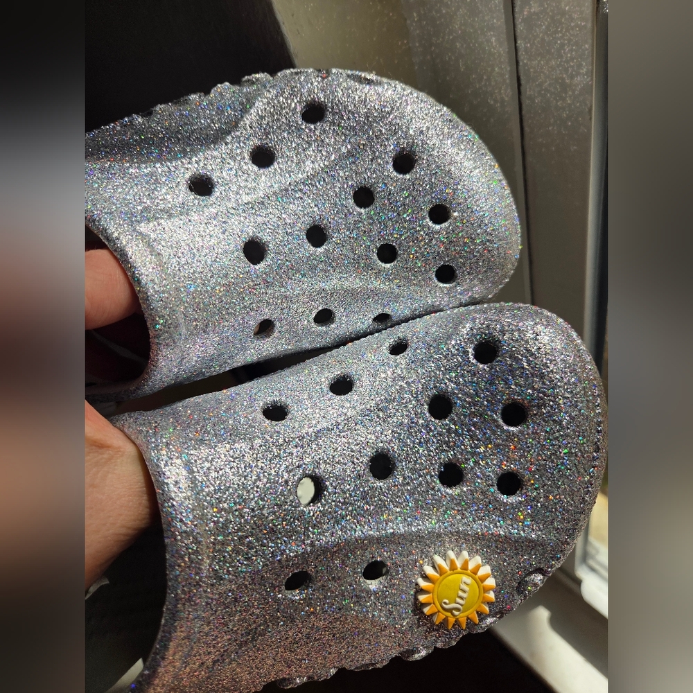 Crocs Baya Festival Silver Glitter Clog Women Sz 11 (Jibbitz NOT Included) - Picture 11 of 12